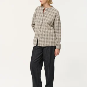 Chemise ample grise à carreaux