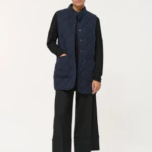 Blouson matelassé bleu marine sans manches et col montant