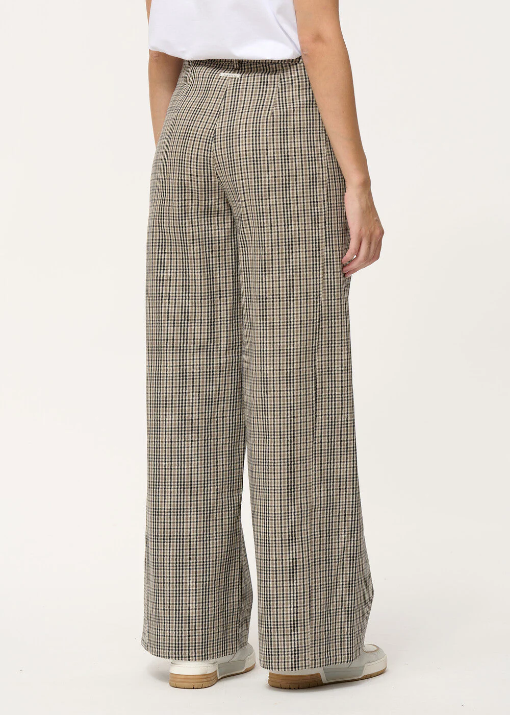 Pantalon large gris à carreaux en coton – Image 2