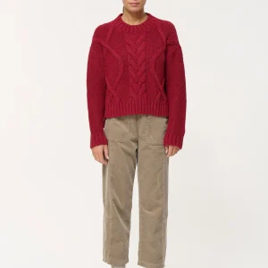 Pull rouge oversize à torsades