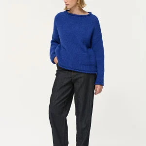 Pull bleu roi oversize en maille mousseuse