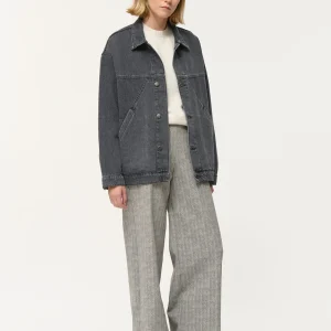 Surchemise grise oversize en jean délavé