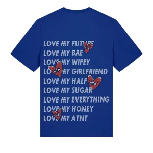 t-shirt Bleu unisexe Love heart Strass