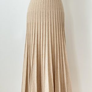 Jupe longue cachemire plissée beige – Anna