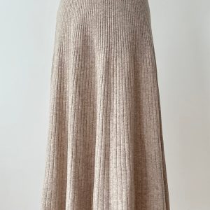 Jupe plissée beige longue en laine – Deva