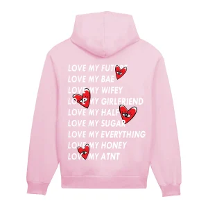 Sweat Capuche Light Pink Love Heart