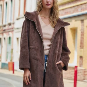 MARIKA - Manteau en fausse fourrure à capuche