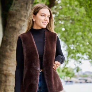 MINA - Gilet sans manches en fausse fourrure