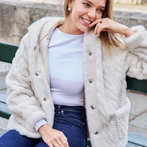 MINNIE - Veste en fausse fourrure à capuche