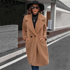 Manteau Fausse Fourrure Polaire Marron