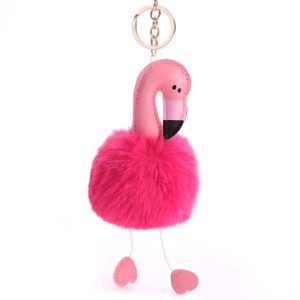 Porte-clés Pompon Flamant Rose – Fushia