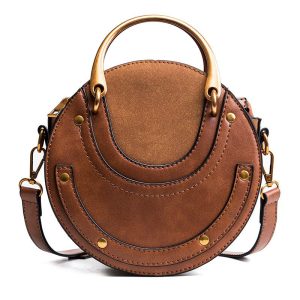 Sac Rond en Simili Cuir Megane – Camel