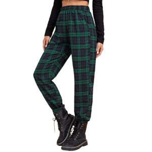 Pantalon Écossais Long Bleu et Vert Femme