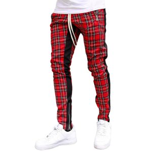 Pantalon Écossais Slim Homme Rouge