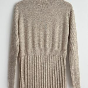 Robe tricot femme beige clair en pure laine – Camille