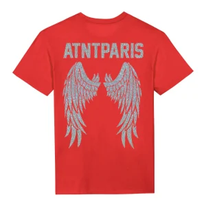 Tee Shirt rouge unisexe Dark Angel Strass