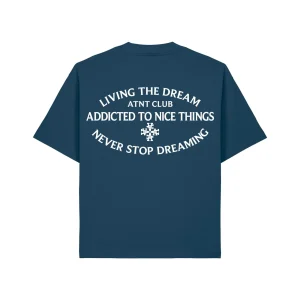 T-Shirt oversize bleu pétrole Never Stop Dreaming