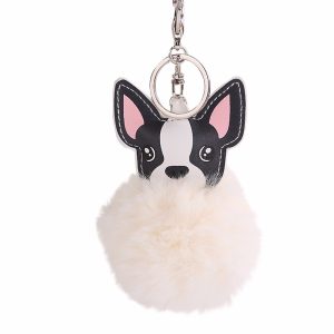 Porte-clés Pompon Chien – Crème