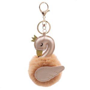 Porte-clés Pompon Cygne – Or
