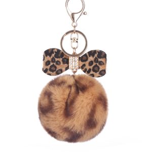 Porte-clés Pompon Nœud Léopard