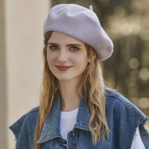 Béret Laine et Strass Parme
