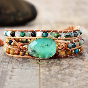 Bracelet Wrap Jade Naturelle – 3 Rangs