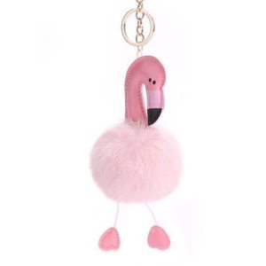 Porte-clés Pompon Flamant Rose – Rose