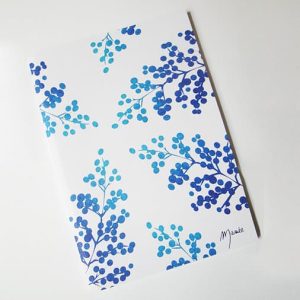 Carnet motifs feuilles bleues