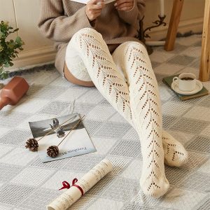 Chaussettes Hautes Femme Laine Ajourées