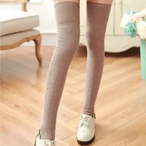 Chaussettes Hautes Torsadées Beiges