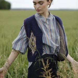 Chemise Joey Brodé Bleue À Rayures Multicolore