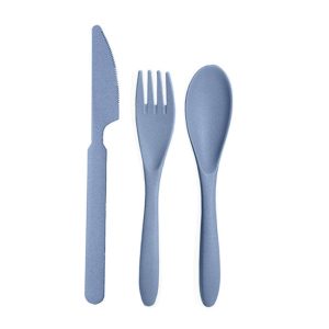 Couverts Réutilisables Paille de Blé – Bleu