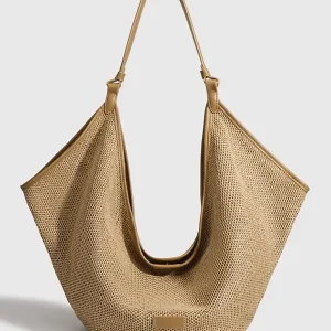 Grand Sac à Main Paille Tissée – Naturel