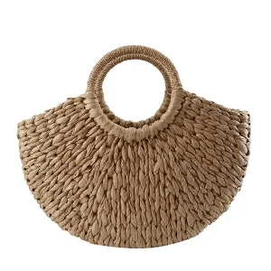 Sac Paille Demi-Lune Raphia Marron