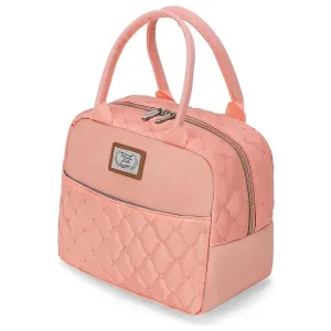 Lunch Bag Femme Matelassé Satin Saumon