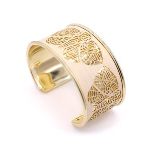Bracelet Manchette Doré et Pin – Papillon