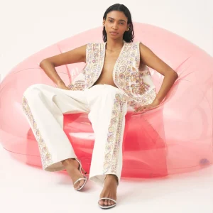 Gilet sans manches brodé à la main Neil