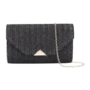 Pochette Bohème Paille Noire- APONI