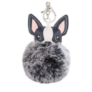 Porte-clés Bouledogue – Gris