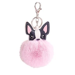 Porte-clés Pompon Chien – Rose