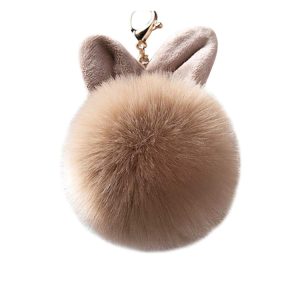Porte-clés Pompon Lapin – Brun