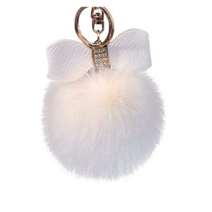 Porte-clés Pompon Nœud – Crème