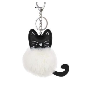 Porte-clés Pompon Chat – Blanc