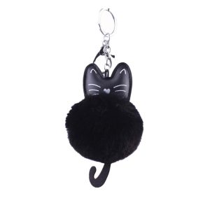 Porte-clés Pompon Chat – Noir