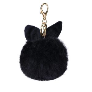 Porte-clés Pompon Lapin – Noir