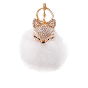 Porte-clés Pompon Renard – Blanc