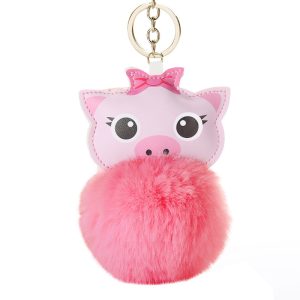 Porte-clés Pompon Cochon – Fushia