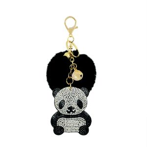 Porte-clé Panda Strass et Pompon