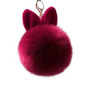 Porte-clés Pompon Lapin – Bordeaux