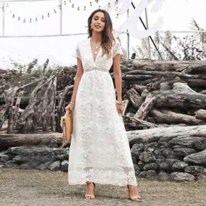 Robe Bohème Longue Blanche Dentelle